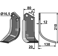 Lame droite pour Fraise/Rotavator HOWARD 103524 adaptable 