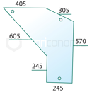 Vitre de porte inférieure pour machine agricole FIAT 9960960 adaptable