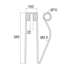 Diente para rastrillo henificador FELLA 487922 GW292/95 adaptable