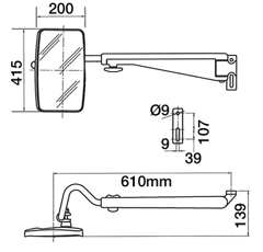 Rétroviseur droit pour tracteur CLAAS 7700061702 adaptable