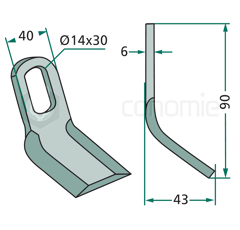 Couteau Y pour broyeur SICMA 900240060 adaptable 