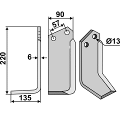 Fräsmesser Links 220 x 90 Howard Nachbau