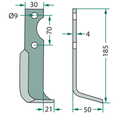 Lame droite pour Fraise/Rotavator AGRIA 16549 adaptable 