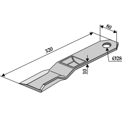 Couteau pour broyeur 320mm LECKRON adaptable - Blacksteel©