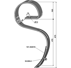 Diente con muelle para sembradora LEMKEN Saphir adaptable