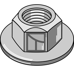 Sechskantmutter mit Flansch, mit Klemmteil, Ganzmetallmutter