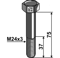 Perno M24 x 3 x 75 mm para trituradora SPEARHEAD adaptable