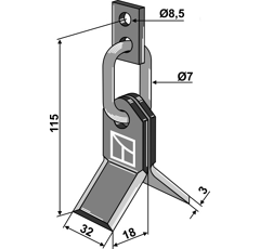 Couteau-Y pour broyeur 115x32mm TORNEDO adaptable - Blacksteel©