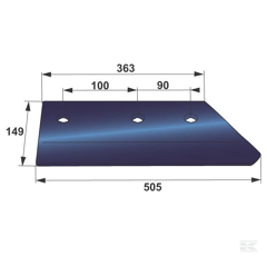 Reja para arado Der. tratada G&B 16 172614 adaptable