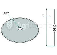 Disco liso Ø 380 x 4 mm para sembradora adaptable