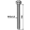 Boulon M12x1,5 x 110 mm pour bineuse adaptable - BlackSteel©