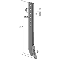 Efface-trace avec soc 765 mm pour semoir VÄDERSTAD 428578 adaptable