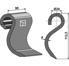 Fléau pour broyeur 112,5x90mm MULAG 152023 adaptable - Blacksteel©