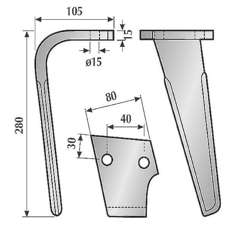 Dent droite pour herse rotative RABE 8411.62.05 origine