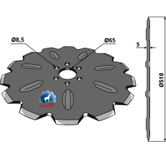 Coutre circulaire pour charrue RABE 7209.01.02 adaptable - Blacksteel©