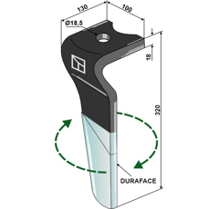 Dent droite DURAFACE pour herse rotative KVERNELAND MA44000150R adaptable - Blacksteel©