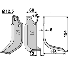 Lame droite pour Fraise/Rotavator MASCHIO/GASPARDO 19100417 adaptable - Blacksteel©