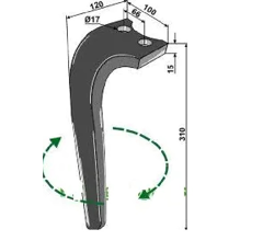 Dent herse droite RABE 8427.40.01 adaptable