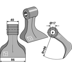 Marteau pour broyeur 86x40mm BERTI MG/5674 Adaptable Blacksteel©