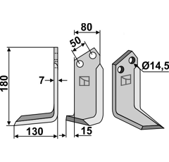 Lame gauche pour Fraise/Rotavator SICMA 4812426 adaptable