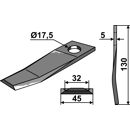 KM-Klingen, gekröpft 130x45x5LochØ: 17,5 mm 80261 New Holland Nachbau 