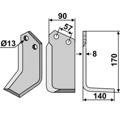 Fräsmesser Rechts 170 x 90 Howard Nachbau