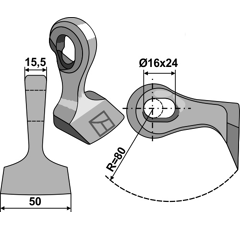 Marteau pour broyeur 50x15,5mm NOREMAT XS12 Adaptable Blacksteel©