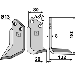 Lame droite pour Fraise/Rotavator HOWARD 73000103904V adaptable - Blacksteel©