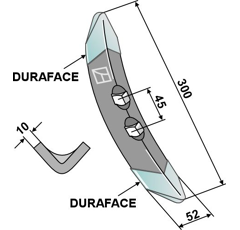 Schar für Grubber - Duraface beschichtet - KÖCKERLING 504019 - Nachbau