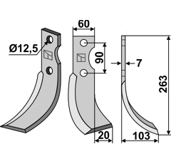 Fräsmesser rechts 263 x 60 x 103 x 7 mm FERRARI - Nachbau