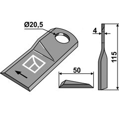 Couteau rotatif droit pour faucheuse KUHN K6804720 adaptable - Blacksteel©