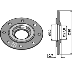 Logement de palier 90 mm adaptable