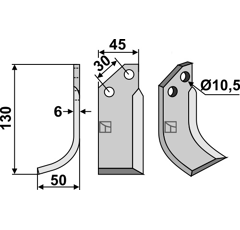 Lame gauche pour Fraise/Rotavator BADALINI MA5034 adaptable
