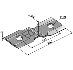 Couteau pour broyeur 240x80mm SEPPI adaptable - Blacksteel©
