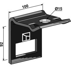 Brida 100 x 92 mm para cultivador adaptable