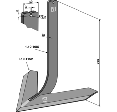 Dent avec cœur 360 x 10 mm pour bineuse STEKETEE 405636 adaptable - BlackSteel©