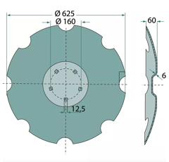 Eggenscheibe gezackt Ø 620 mm für Scheibenegge LEMKEN 3490467 Nachbau