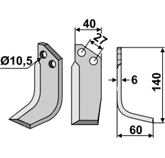 Fräsmesser Rechts 140 x 40 S.E.P., Valpadana Nachbau