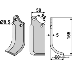 Fräsmesser - rechts 1767R Agria by Muzzi