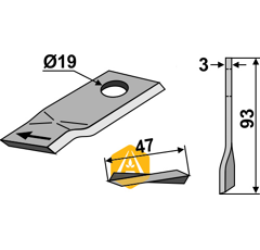 Couteau gauche pour faucheuse PEZET 145869.1 adaptable - Blacksteel©