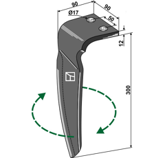 Dent droite pour herse rotative VIGOLO adaptable - Blacksteel©