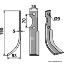 Fräsmesser Links 190 x 35 Fischgräbe Nachbau