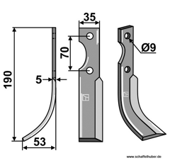 Fräsmesser Links 190 x 35 Fischgräbe Nachbau