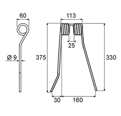 Dent droite pour faneuse VICON-PZ VGPZ111E origine