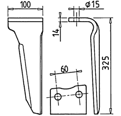 Dent droite pour herse rotative HOWARD 182940 adaptable