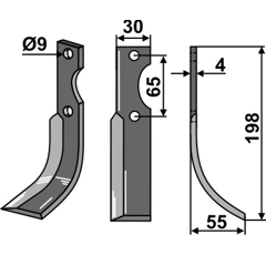 Fräsmesser Rechts 198 x 30 Benassi Nachbau