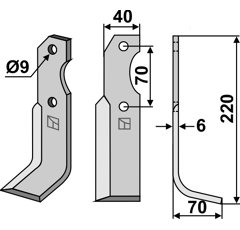 Fräsmesser 220x40mm, rechts - Brumital-Agris - Nachbau