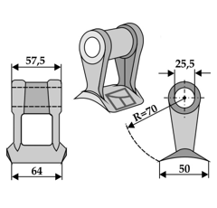 Marteau pour broyeur 64x57,5mm NOREMAT 1.39.207 adaptable - Blacksteel©