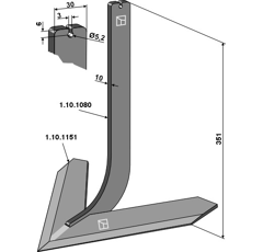 Dent avec cœur 340 x 10 mm pour bineuse STEKETEE 405634 adaptable - BlackSteel©