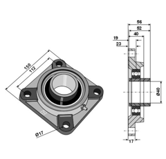 Palier de serrage UCF 40 mm adaptable - BlackSteel©